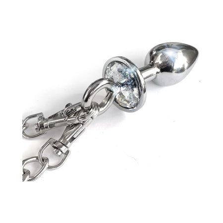 Nixie Metal Butt Plug & Handcuffs Set Silver - Zateo Joy