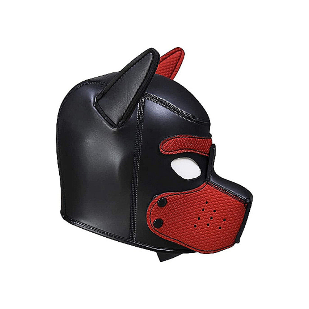 Ouch! Puppy Play Neoprene Puppy Hood Black/Red - Zateo Joy