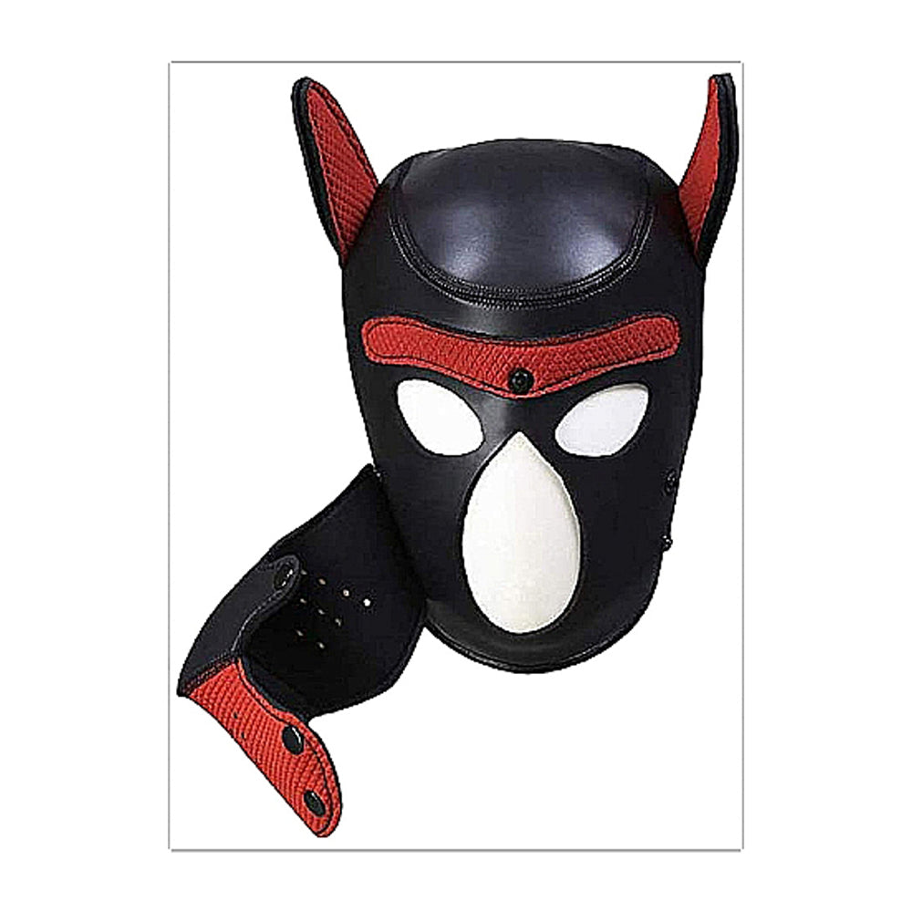 Ouch! Puppy Play Neoprene Puppy Hood Black/Red - Zateo Joy