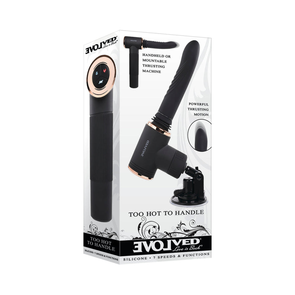Evolved Too Hot To Handle Rechargeable Silicone Thrusting Sex Machine Black - Zateo Joy