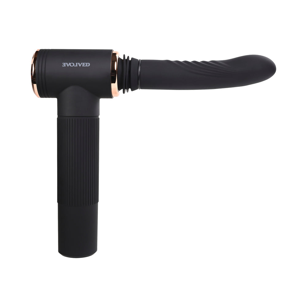 Evolved Too Hot To Handle Rechargeable Silicone Thrusting Sex Machine Black - Zateo Joy