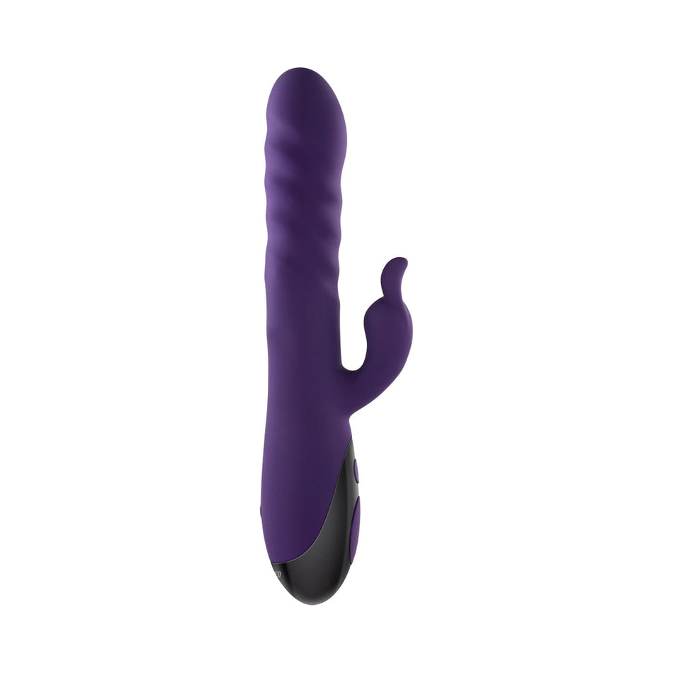 Evolved Rascally Rabbit Rechargeable Thrusting Swirling Silicone Vibrator Purple - Zateo Joy