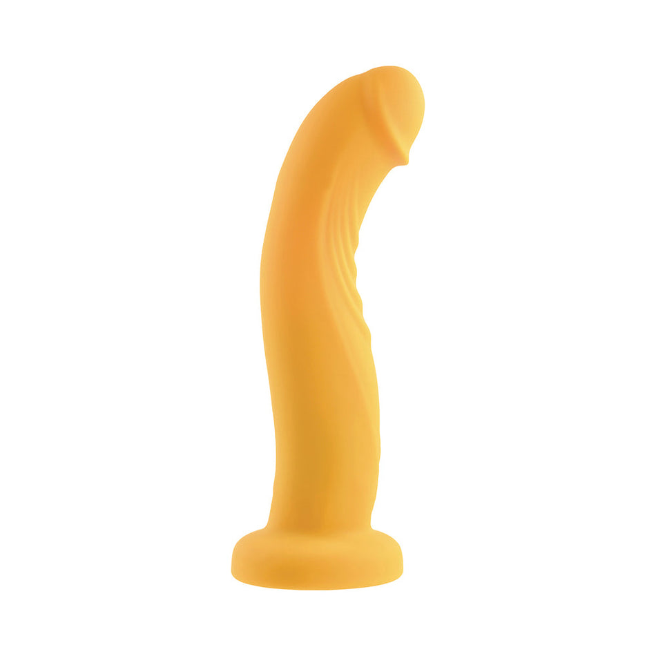 Gender X Sweet Embrace Vibrating 7 in. Dildo and Jock-Style Strap-On Harness Set Yellow/Black - Zateo Joy