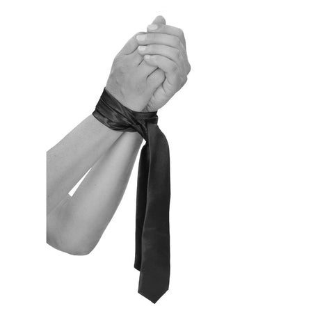 Ouch! Black & White Satin Bondage Tie Black - Zateo Joy
