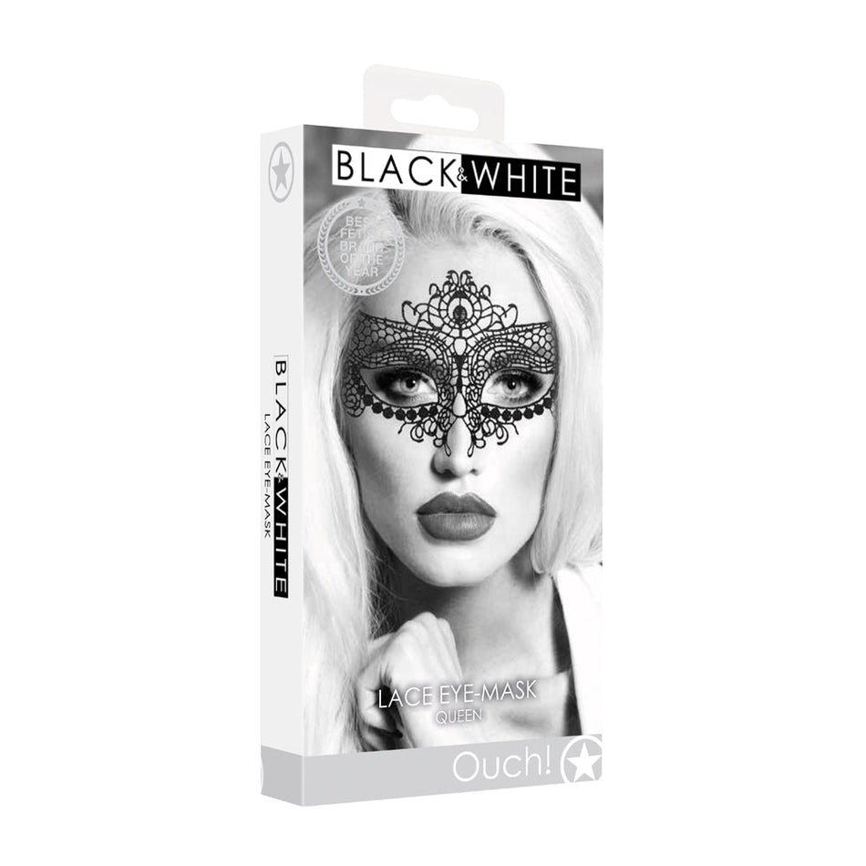 Ouch! Black & White Queen Lace Eye Mask Black - Zateo Joy