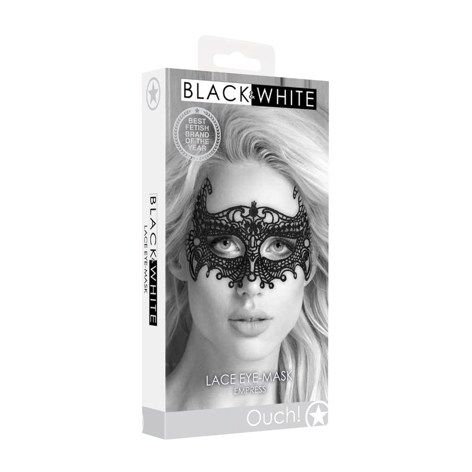 Ouch! Black & White Empress Lace Eye Mask Black - Zateo Joy