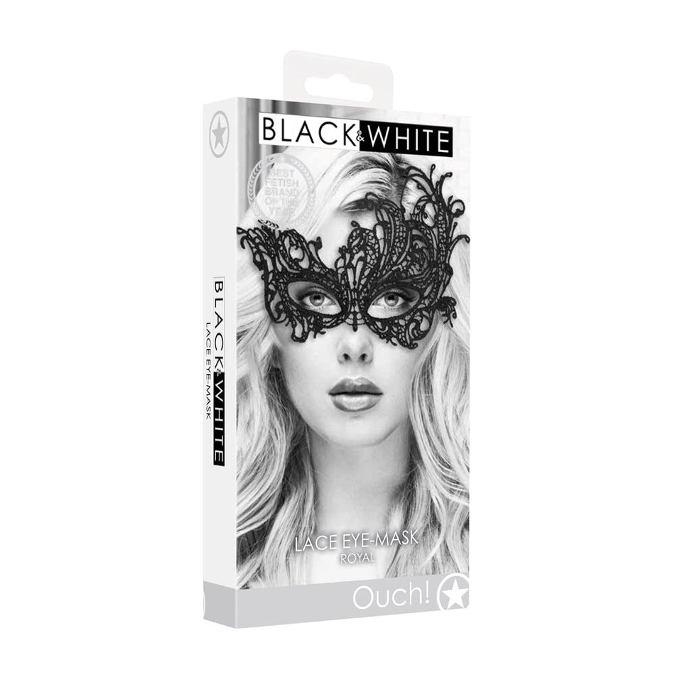 Ouch! Black & White Royal Lace Eye Mask Black - Zateo Joy