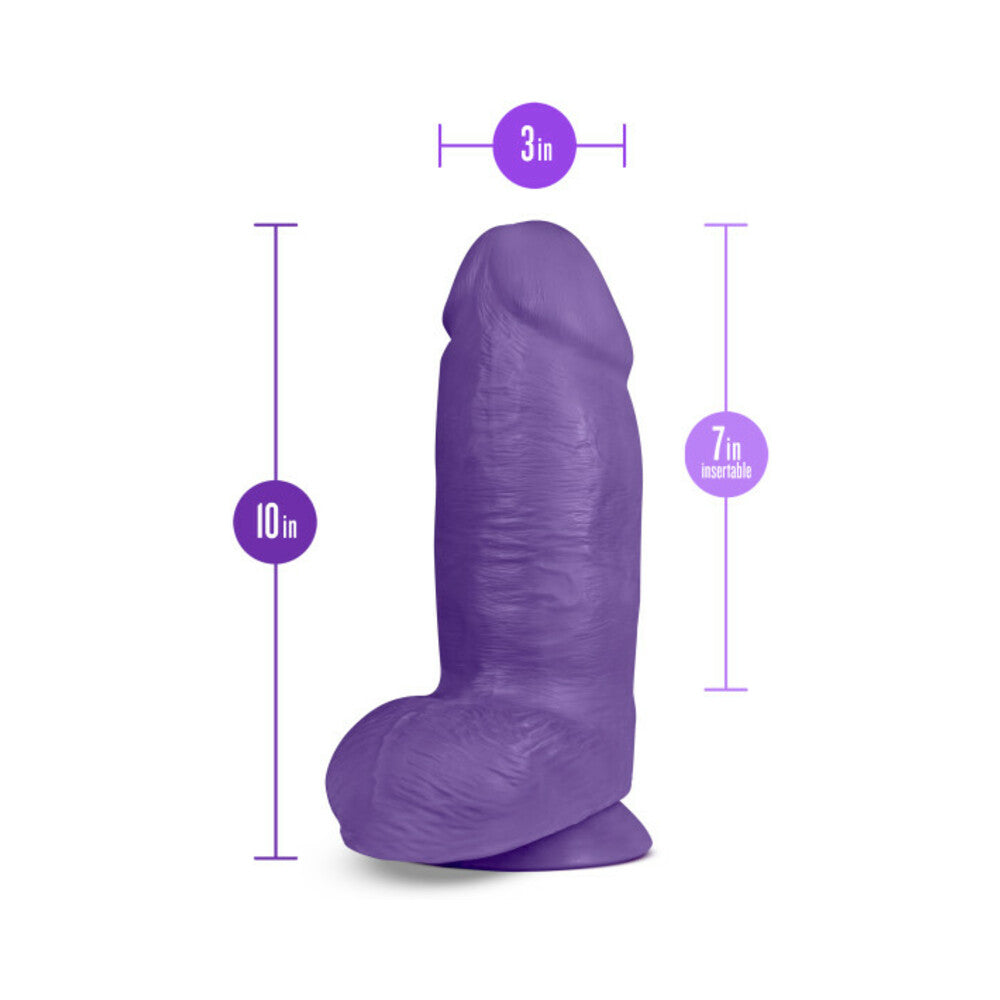 Blush Au Naturel Bold Chub 10 in. Posable Dual Density Dildo with Balls & Suction Cup Purple - Zateo Joy