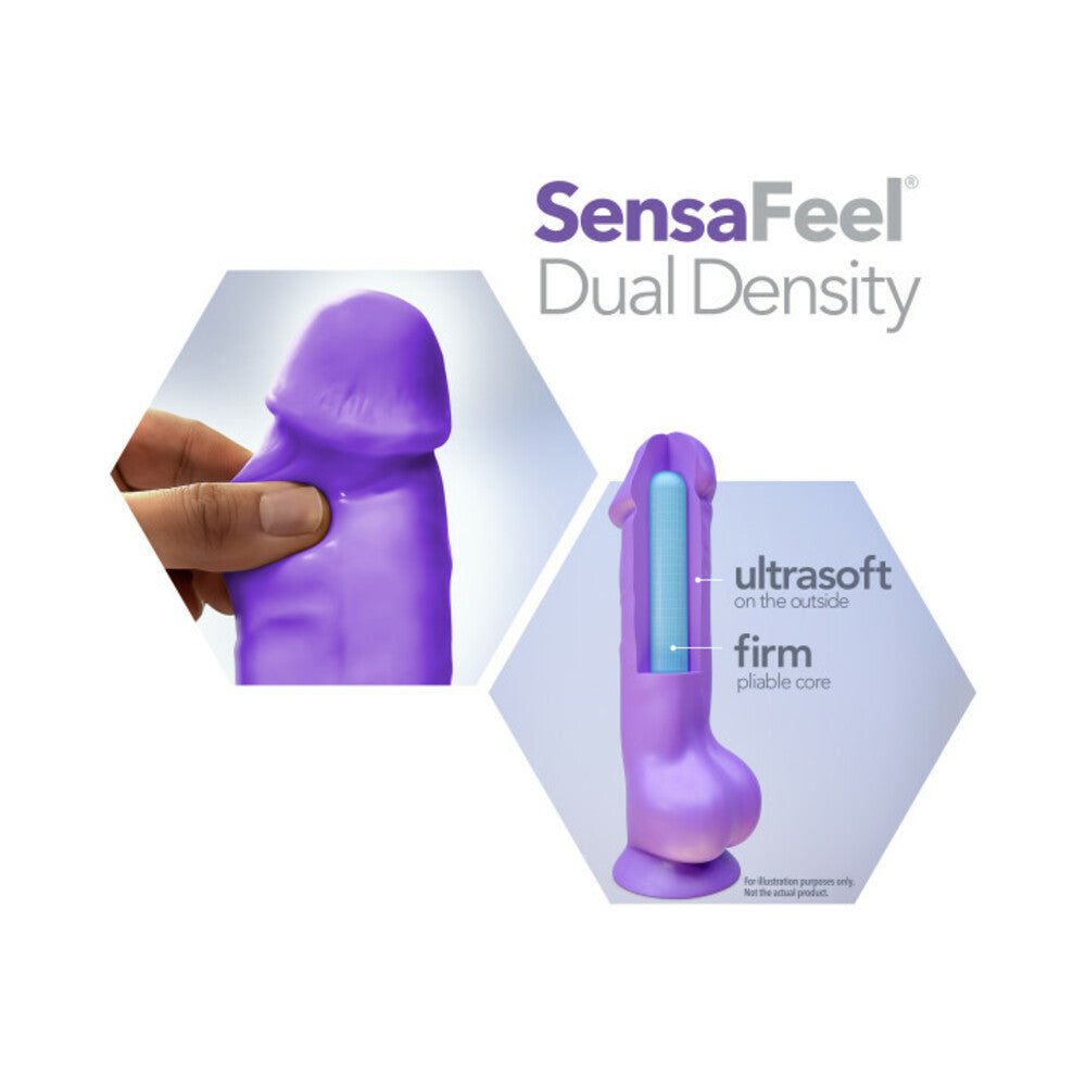 Blush Au Naturel Bold Chub 10 in. Posable Dual Density Dildo with Balls & Suction Cup Purple - Zateo Joy