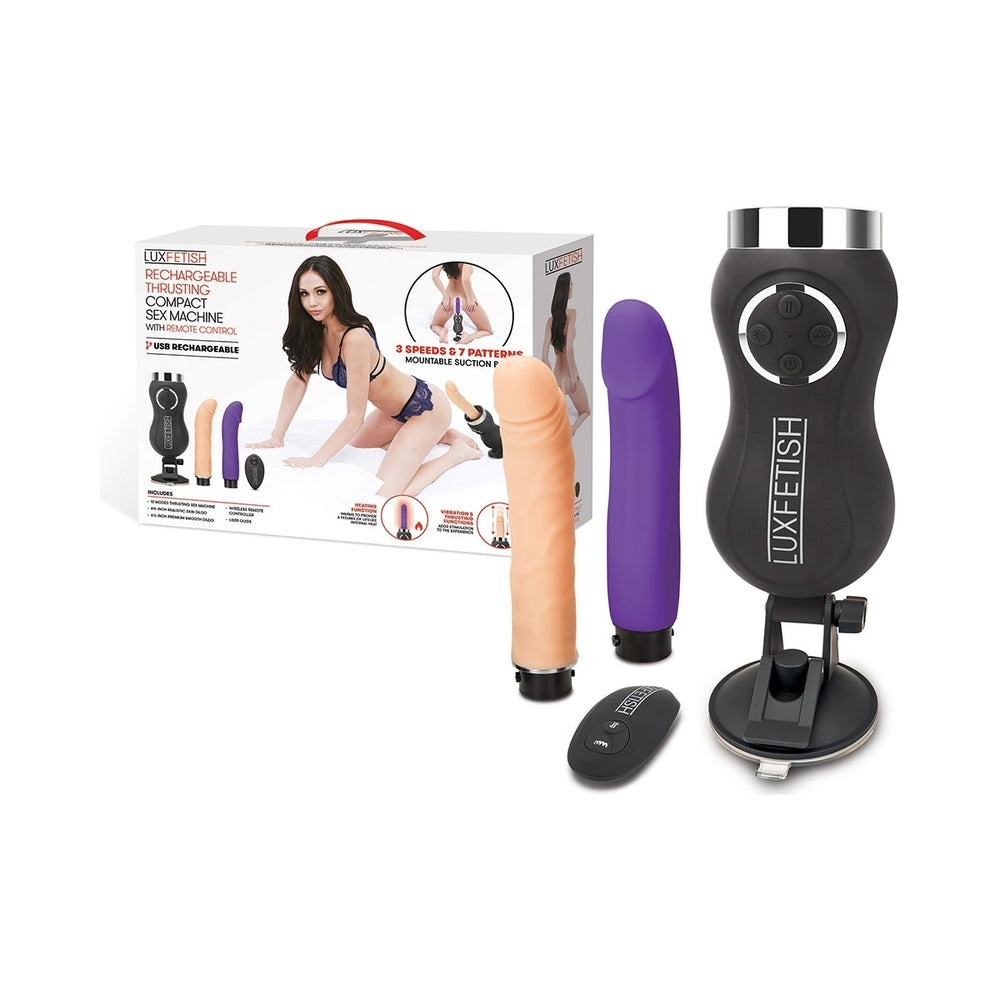 Lux Fetish Rechargeable Thrusting Compact Sex Machine with Remote Control - Zateo Joy