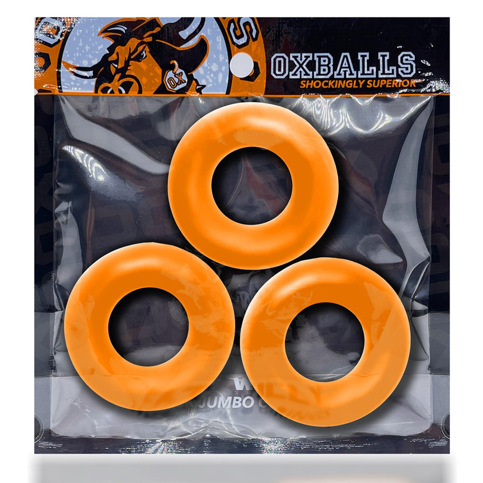 Oxballs Fat Willy 3-Pack Jumbo Cockrings Orange - Zateo Joy