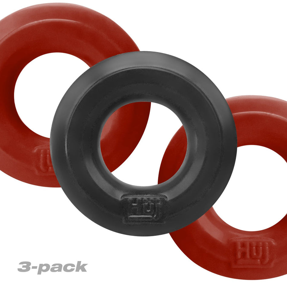 Hunkyjunk HUJ3 C-Ring 3-Pack Cherry/Tar Ice - Zateo Joy