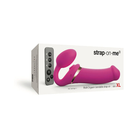 Strap-On-Me Rechargeable Remote-Controlled Multi Orgasm Bendable Strap-On Fuchsia XL - Zateo Joy