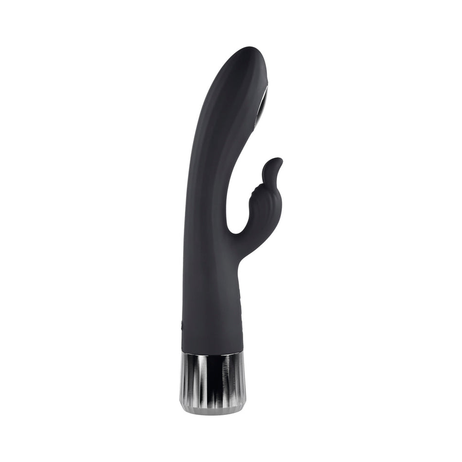 Evolved Heat Up & Chill Rechargeable Heating/Cooling Silicone Rabbit Vibrator Black - Zateo Joy