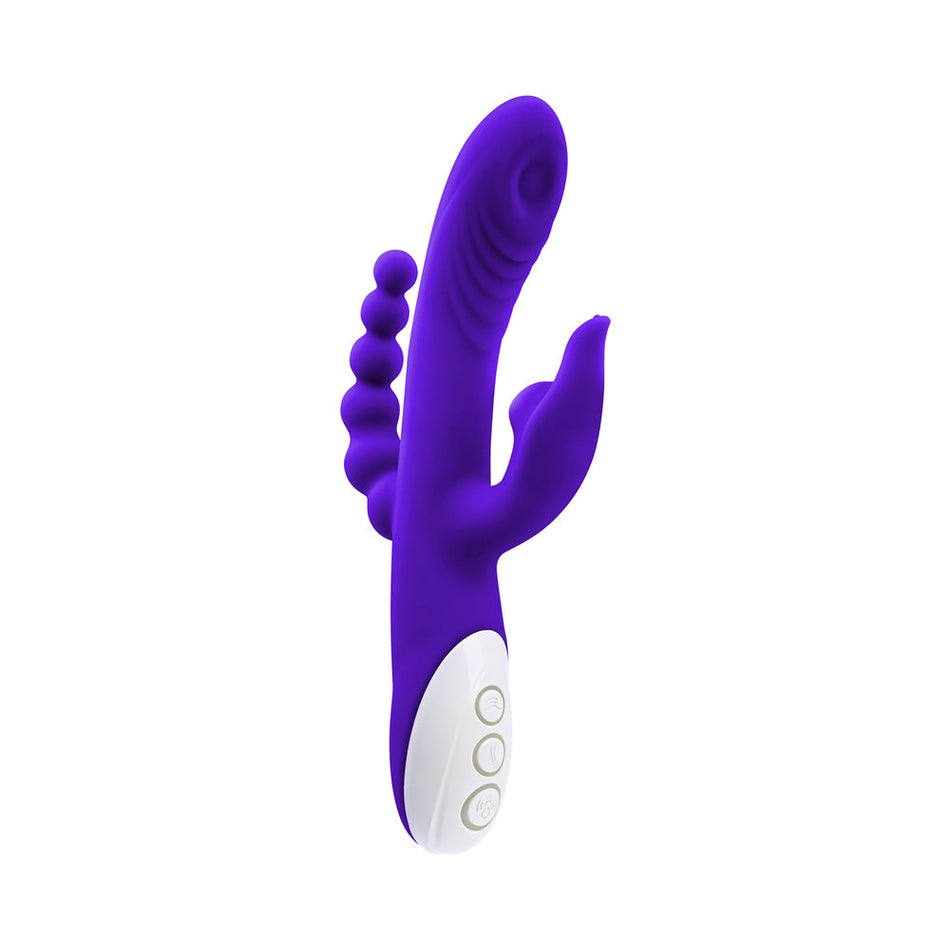 Evolved Lick Me Rechargeable Dual Entry Triple Stimulation Silicone Vibrator Purple - Zateo Joy