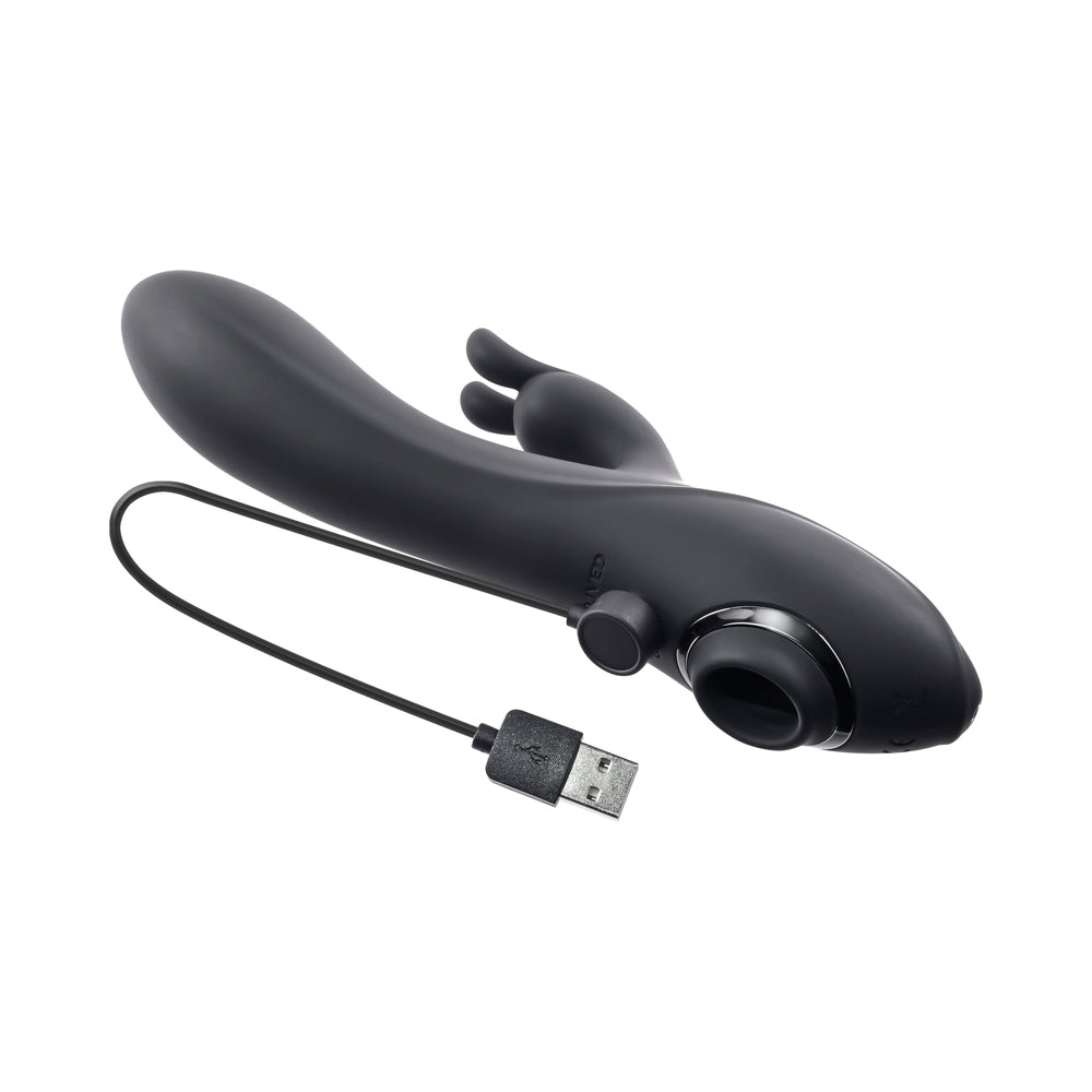 Evolved Rabbit Hole 3-in-1 Rechargeable Triple Stimulation Silicone Suction Vibrator Black - Zateo Joy