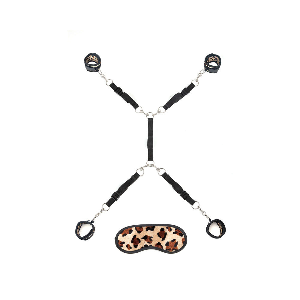 Lux Fetish 7-Piece Bed Spreader Playful Restraint System Leopard - Zateo Joy