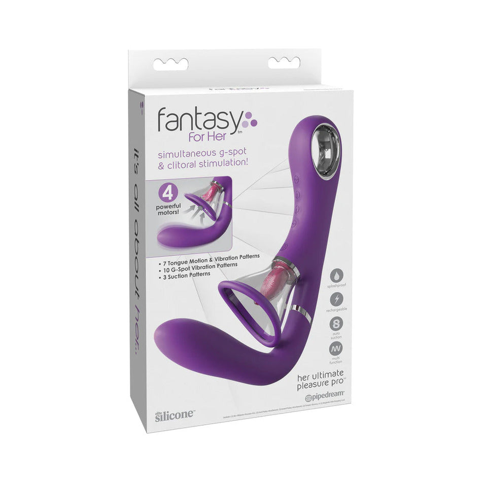 Fantasy For Her Her Ultimate Pleasure Pro Rechargeable Silicone Flicking Suction Dual Stimulator - Zateo Joy
