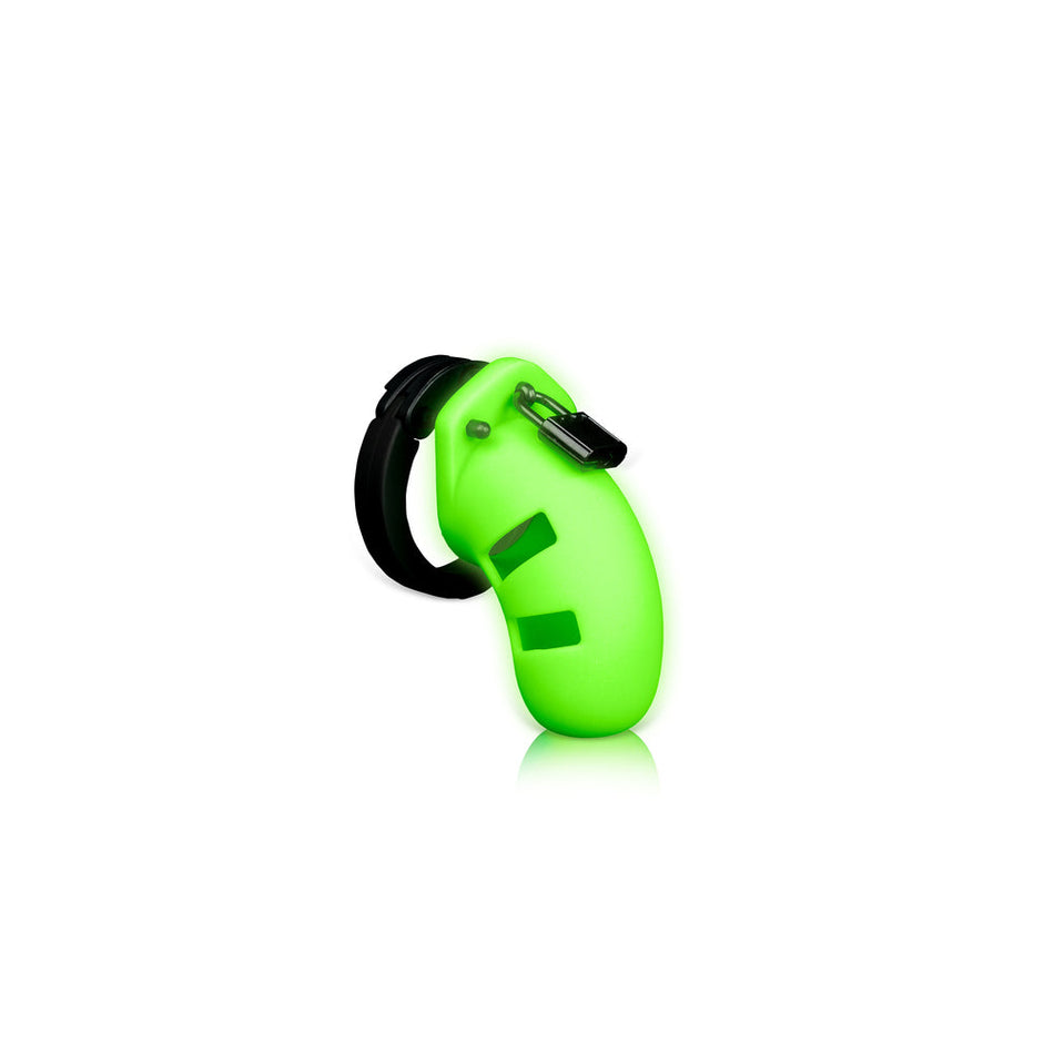 Ouch! Glow in the Dark 3.5 in. Silicone Cock Cage Neon Green - Zateo Joy