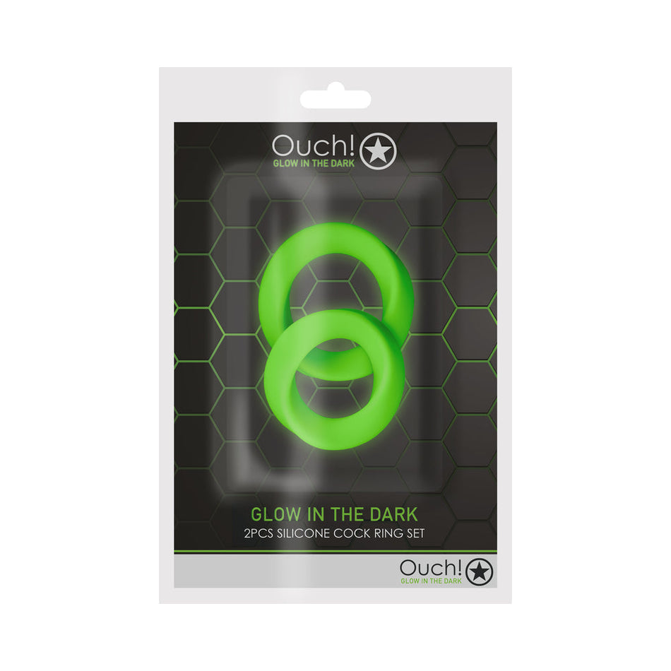 Ouch! Glow in the Dark Silicone Anal Plug With Detachable Cockring Neon Green - Zateo Joy