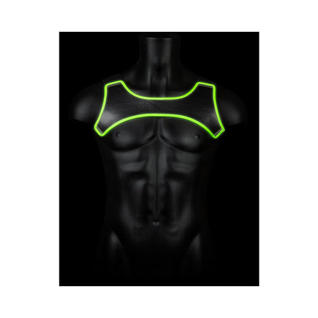Ouch! Glow in the Dark Neoprene Body Harness Neon Green L/XL - Zateo Joy