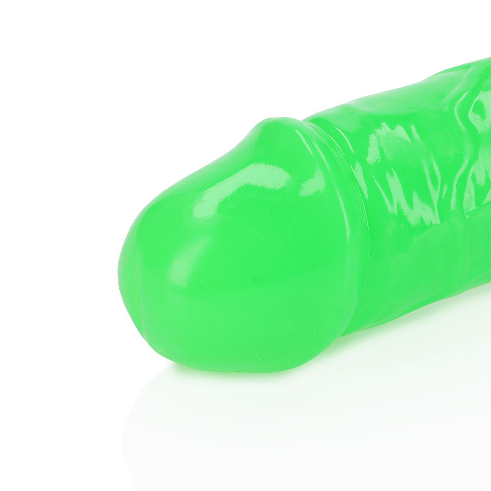 RealRock Glow in the Dark Double Dong 15 in. Dual-Ended Dildo Neon Green - Zateo Joy