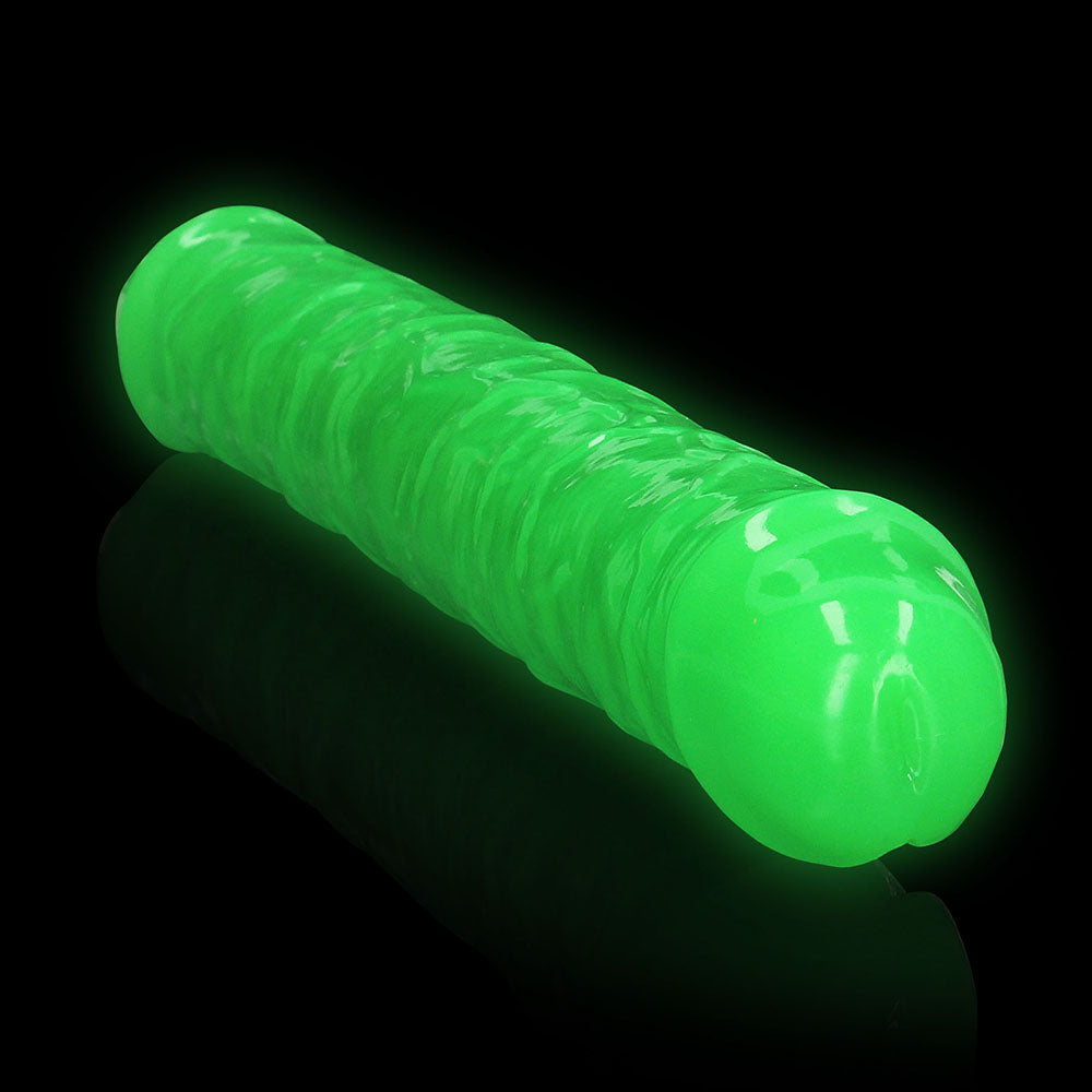 RealRock Glow in the Dark Double Dong 15 in. Dual-Ended Dildo Neon Green - Zateo Joy