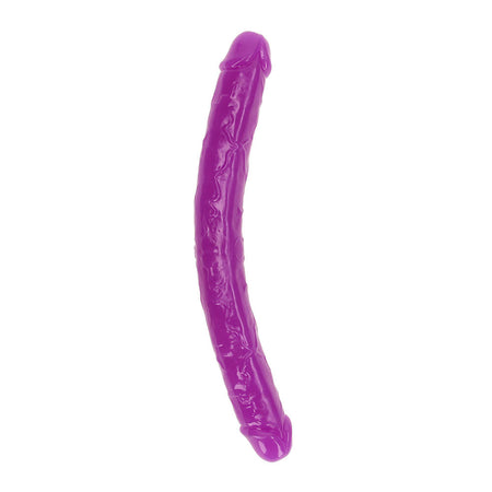 RealRock Glow in the Dark Double Dong 15 in. Dual-Ended Dildo Neon Purple - Zateo Joy