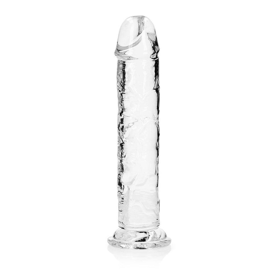 RealRock Crystal Clear Straight 11 in. Dildo Without Balls Clear - Zateo Joy
