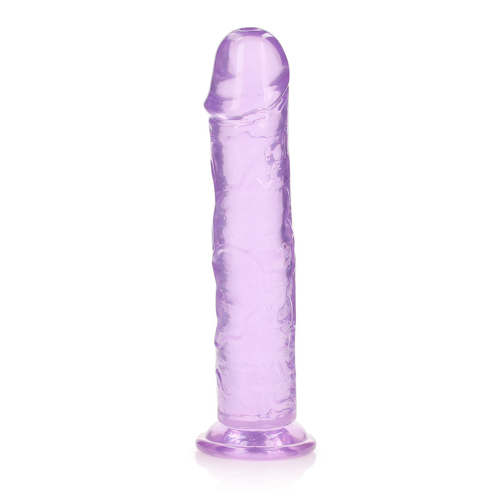 RealRock Crystal Clear Straight 11 in. Dildo Without Balls Purple - Zateo Joy