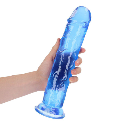 RealRock Crystal Clear Straight 11 in. Dildo Without Balls Blue - Zateo Joy