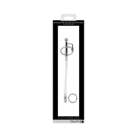 Ouch! Urethral Sounding Stainless Steel Dilator Stick With Ring 7.6 mm - Zateo Joy