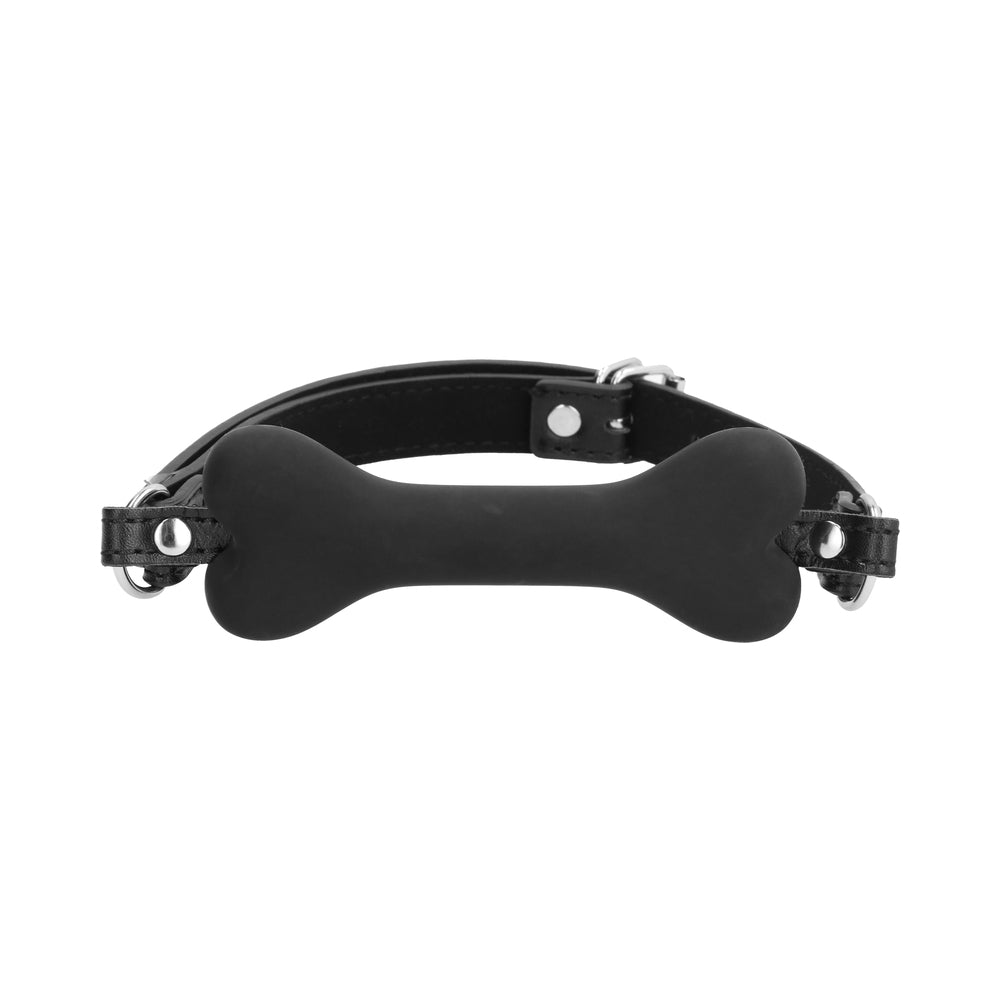 Ouch! Puppy Play Silicone Bone Gag Black - Zateo Joy