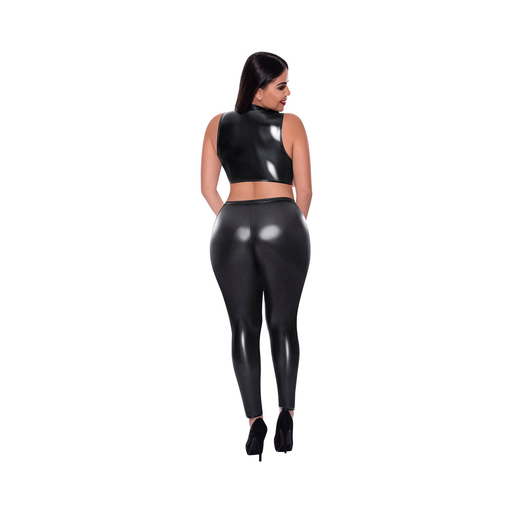 Magic Silk Liquid Onyx Open Vest & Leggings Black Queen - Zateo Joy