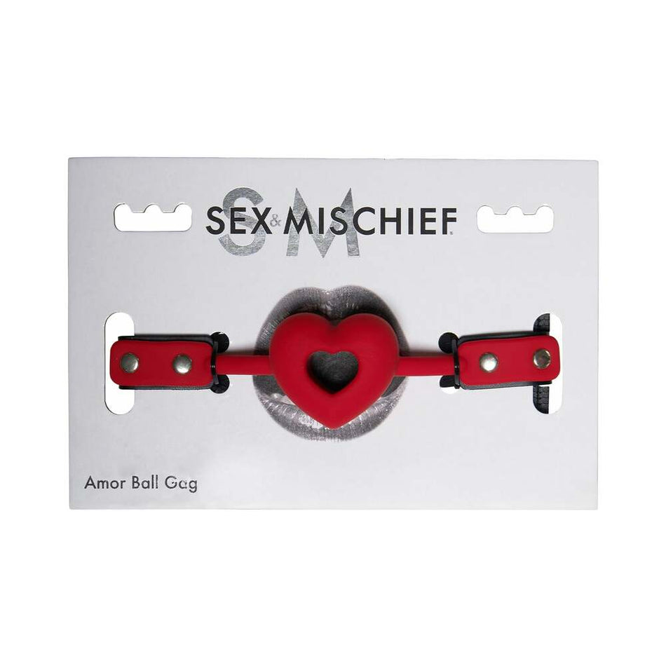 Sportsheets Sex & Mischief Amor Breathable Heart-Shaped Silicone Ball Gag Red - Zateo Joy