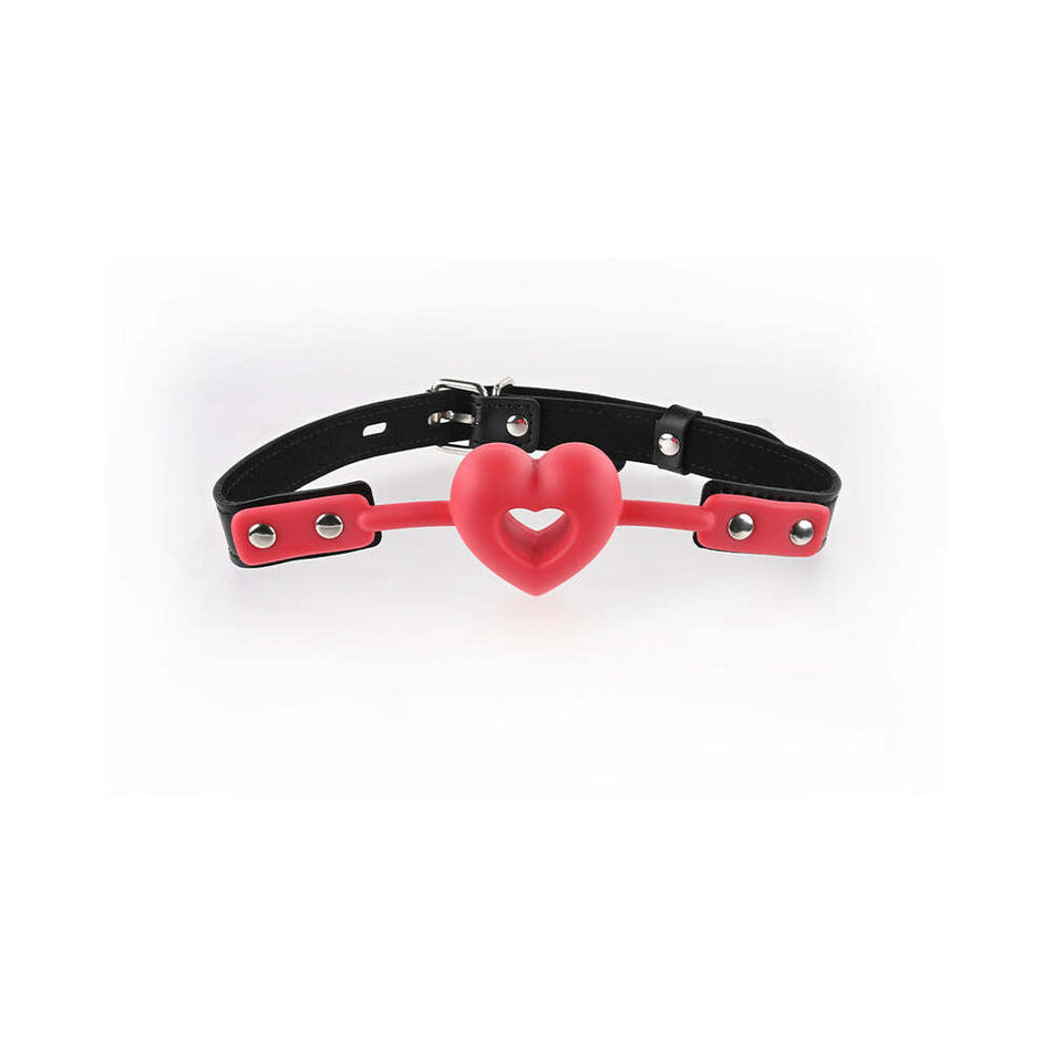 Sportsheets Sex & Mischief Amor Breathable Heart-Shaped Silicone Ball Gag Red - Zateo Joy