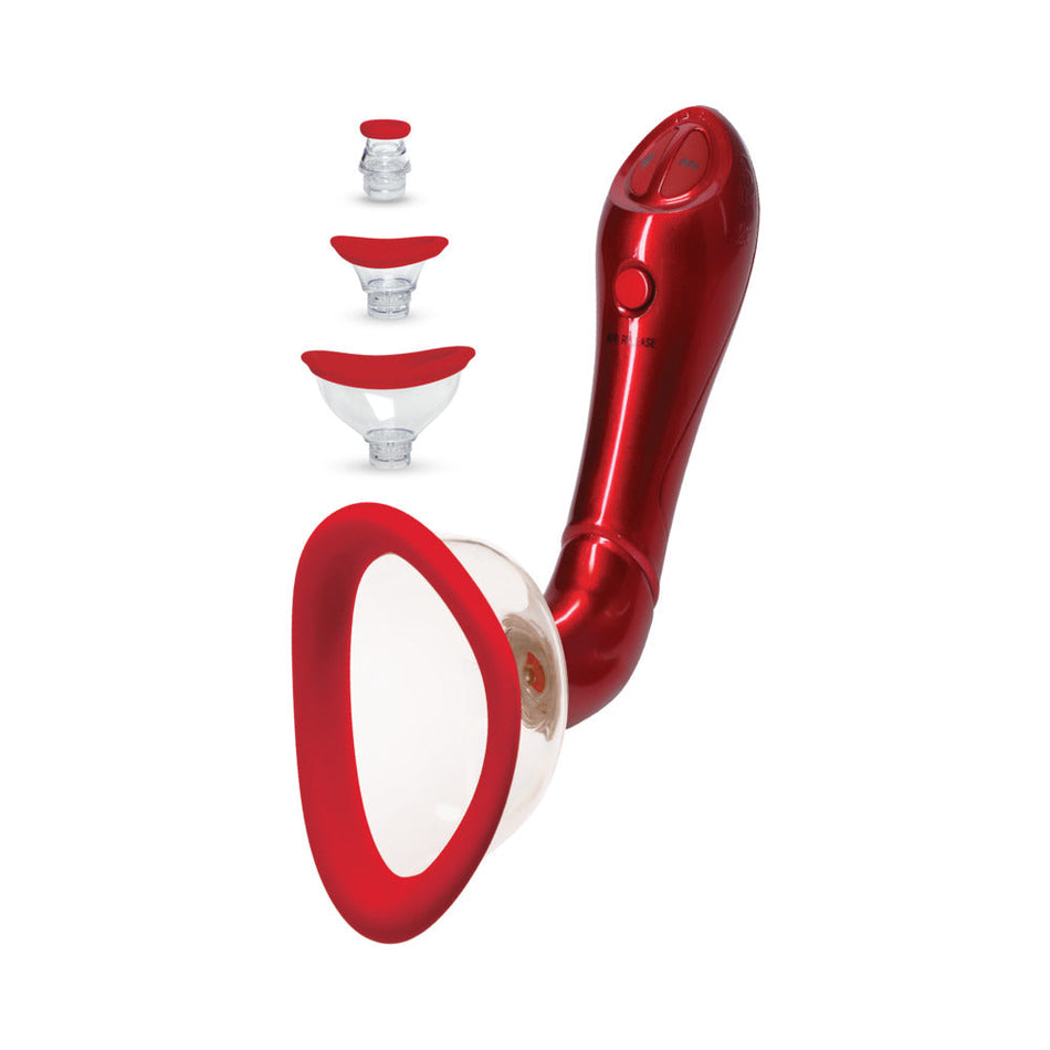 Bloom Intimate Body Pump Limited Edition Red Vibrating 4-In-1 Interchangeable Set - Zateo Joy
