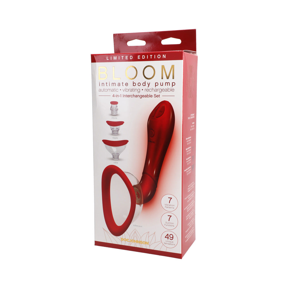 Bloom Intimate Body Pump Limited Edition Red Vibrating 4-In-1 Interchangeable Set - Zateo Joy