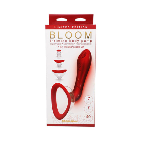 Bloom Intimate Body Pump Limited Edition Red Vibrating 4-In-1 Interchangeable Set - Zateo Joy