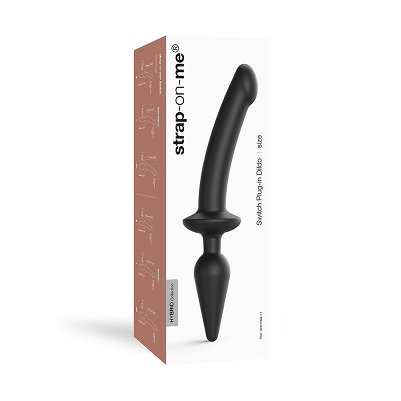 Strap-On-Me Hybrid Collection Switch Plug-In Dual-Ended Dildo & Plug Black XXL - Zateo Joy