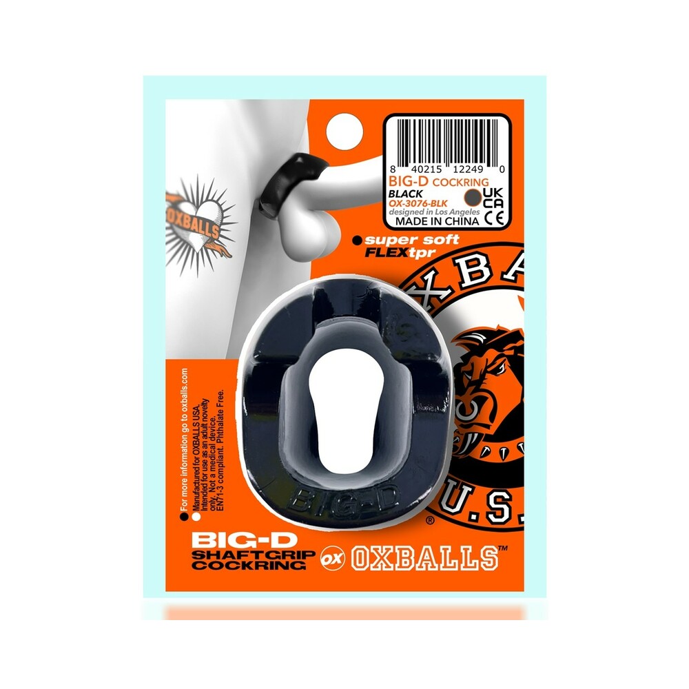 Oxballs Big-D Shaft Grip Cockring Black - Zateo Joy