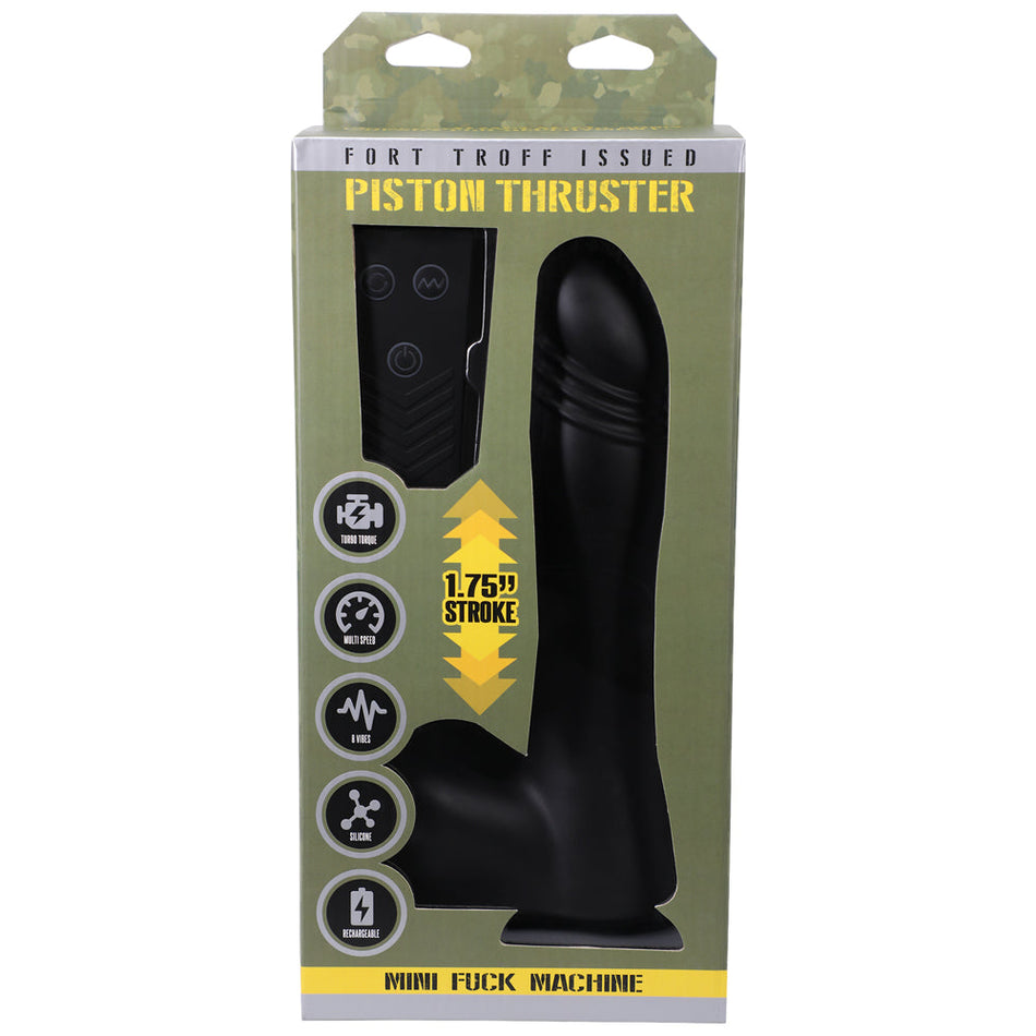 Fort Troff Piston Thruster Mini Fuck Machine Rechargeable Remote-Controlled Silicone 8.5 in. Thrusting Dildo Black - Zateo Joy