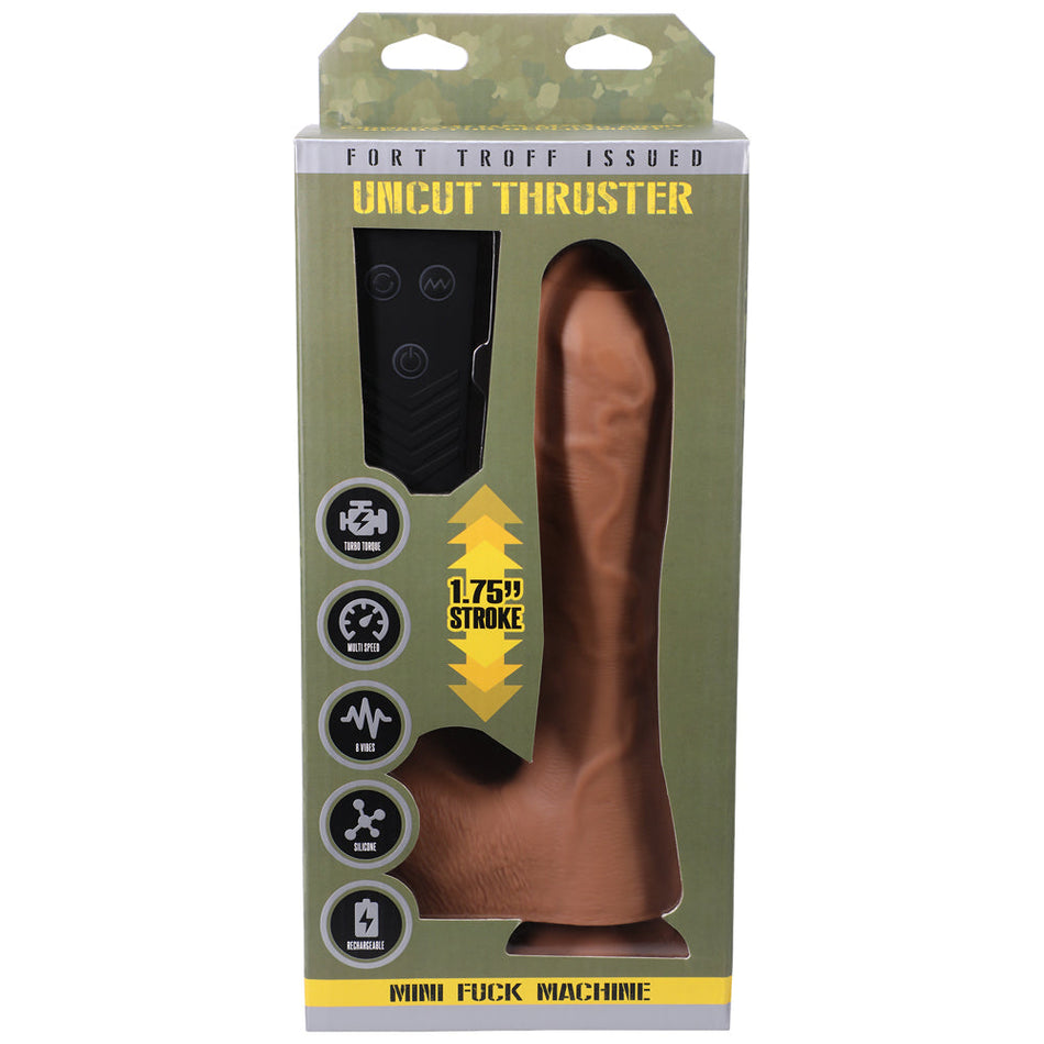 Fort Troff Uncut Thruster Mini Fuck Machine Rechargeable Remote-Controlled Silicone 8.5 in. Thrusting Dildo Tan - Zateo Joy