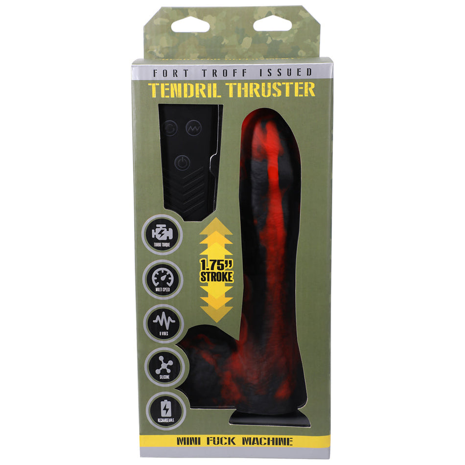 Fort Troff Tendril Thruster Mini Fuck Machine Rechargeable Remote-Controlled Silicone 8.5 in. Thrusting Dildo Red/Black - Zateo Joy
