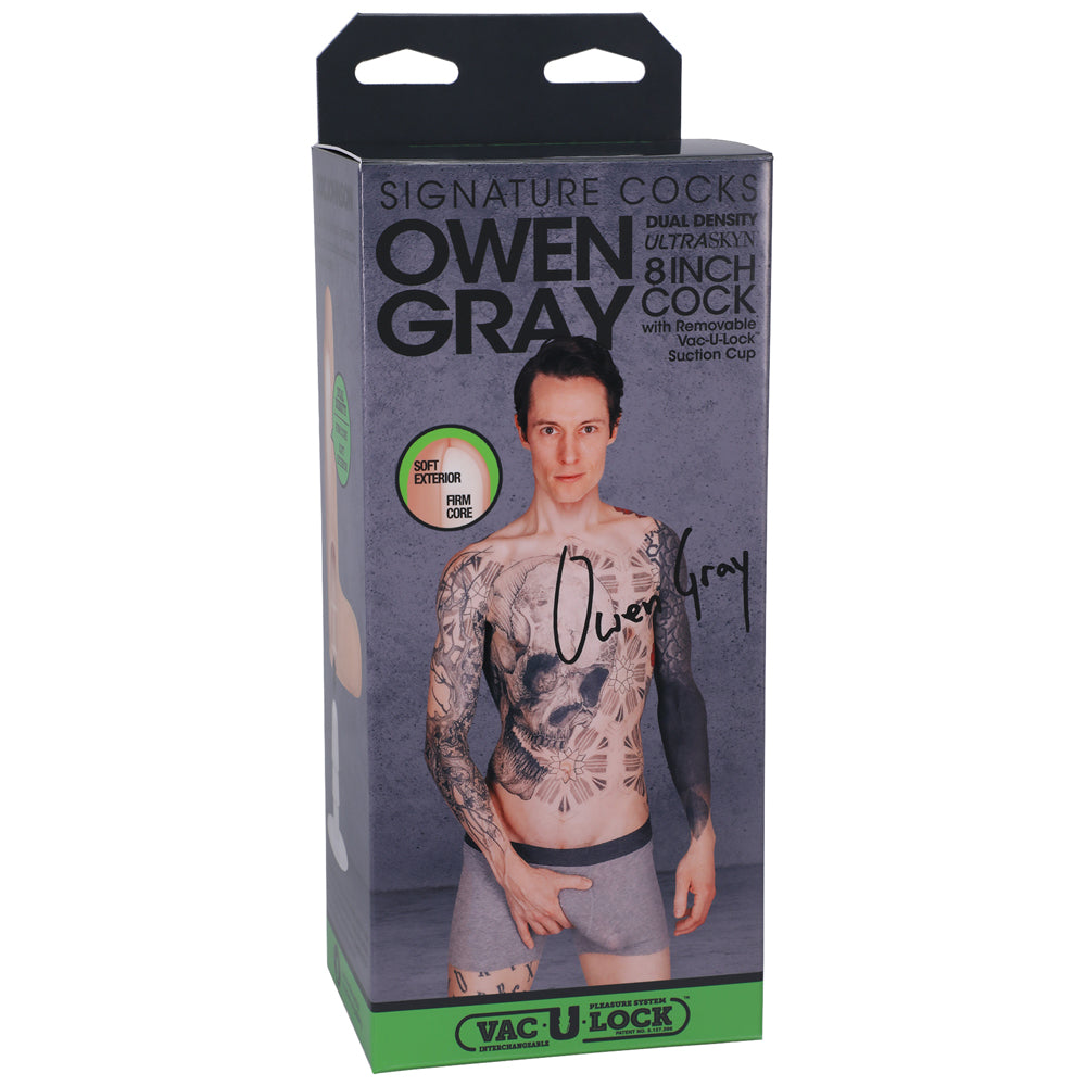 Signature Cocks Owen Gray 8 in. Dual-Density Dildo with Vac-U-Lock Suction Cup Beige - Zateo Joy