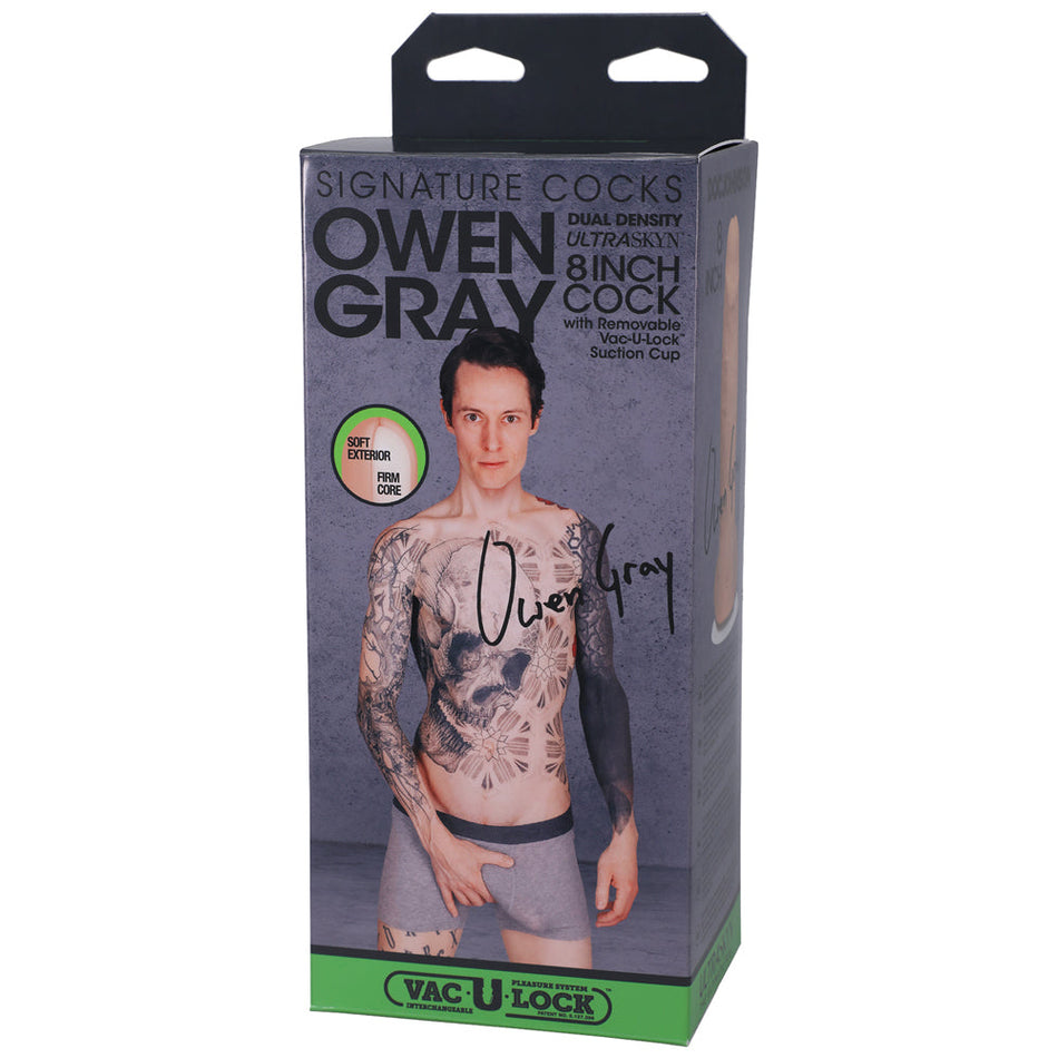 Signature Cocks Owen Gray 8 in. Dual-Density Dildo with Vac-U-Lock Suction Cup Beige - Zateo Joy