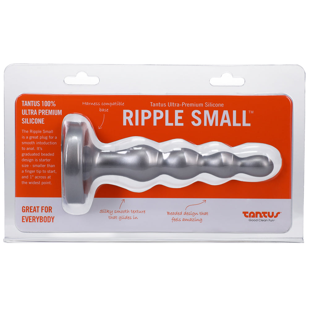 Tantus Ripple Small 8 in. Anal Beads Dildo Firm Silver - Zateo Joy