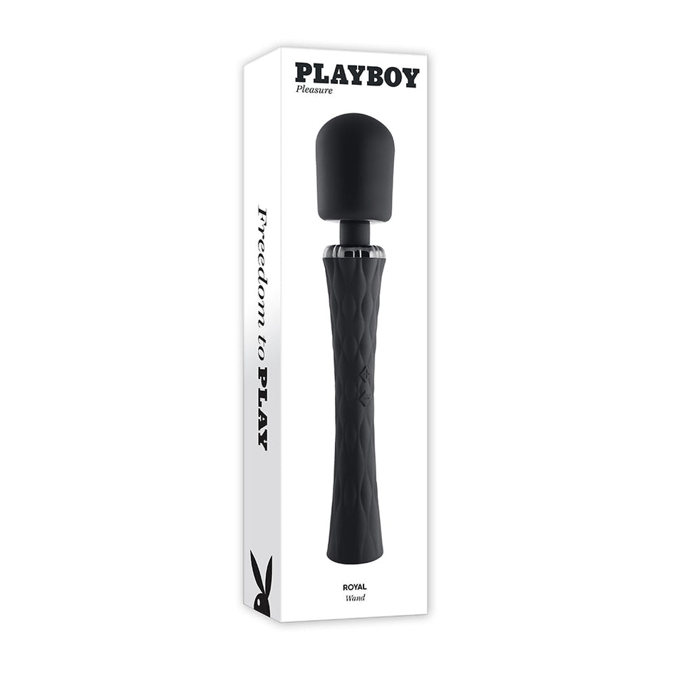 Playboy Royal Rechargeable Silicone Wand Vibrator Black - Zateo Joy
