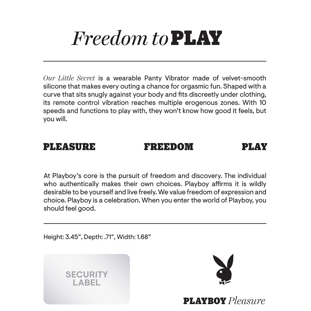 Playboy Our Little Secret Rechargeable Remote Controlled Silicone Underwear Vibrator Acai - Zateo Joy