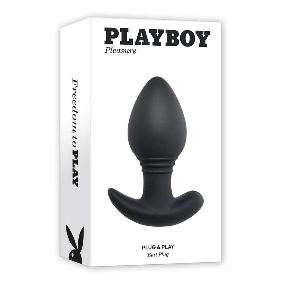 Playboy Plug & Play Rechargeable Remote Controlled Vibrating Silicone Anal Plug Navy - Zateo Joy